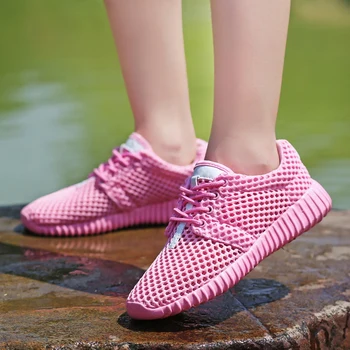 Venta caliente de color Rosa las Mujeres Casual Zapatillas de deporte de las Parejas de las Mujeres de la Moda de Verano de los Zapatos de Malla Transpirable Zapatos de Mujer Zapatillas de deporte zapatillas mujer