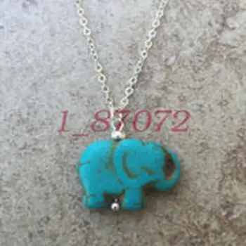 14mm color Turquesa elefante colgante de collar de la Suerte de Sanación y Meditación