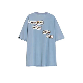 Casual de gran tamaño para Hombre camisetas Hip Hop de Algodón Masculina de la Camiseta de la Ropa de la Ropa Retro Camiseta Tops de Moda Casual Camiseta Para los Hombres
