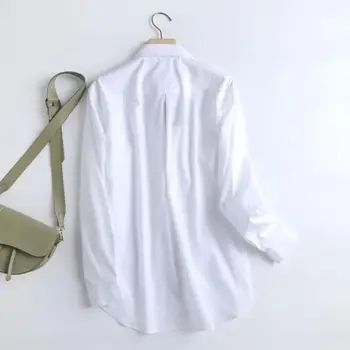 2021 De La Camisa De Las Mujeres Tops Simple Moda De Popelina Blanca Sólida Marchita Estilo De Inglaterra Señora De La Oficina De Blusas Mujer Blusas Mujer De Moda