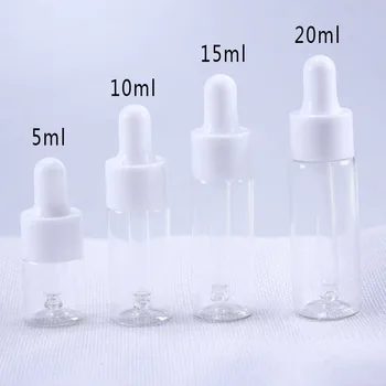 10pcs/Lot 5ml 10ml 15ml 20ml de Reactivos Gotero de Vidrio transparente de Aromaterapia Líquido de la Pipeta de la Botella de las Botellas Rellenables