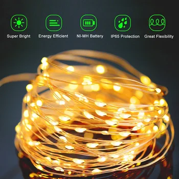 100/200 LED de Luz Solar al aire libre de la prenda Impermeable Solar de la Cadena de Luces de Hadas de la Lámpara de Vacaciones de la Fiesta de Navidad Decoración de Jardín Guirnalda de Luz
