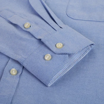 Los hombres de Oxford de Manga Larga a Cuadros de Rayas de la Camisa Casual Parche Frontal Bolsillo en el Pecho-Regular fit Cuello con botones Gruesas Camisas de Trabajo