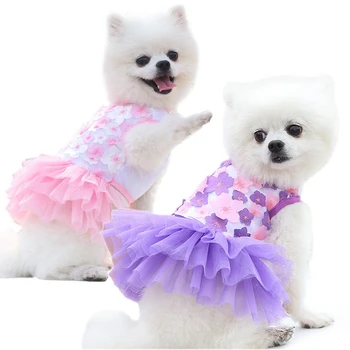 Verano de Ropa de Perro Para el Perro pequeño Vestido de sweety Princesa Faldas de Encaje de Tul Cachorro de la Princesa Vestidos de Chihuahua Perros de ropa