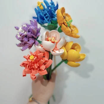 Ideas Creador Experto en BRICOLAJE Ramo de Flores de Tulipanes Rosas de Juguetes para el Amigo de la Niña Regalo de Cumpleaños Modular MOC Ladrillos Modelo de Bloques de Construcción