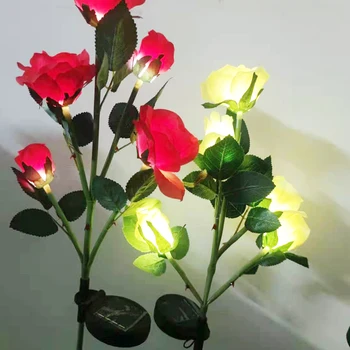 Solar de la Flor de Luz Rosa Flor de la Lámpara Led de la Luz Solar para la Decoración del Jardín Impermeable al aire libre del Paisaje del Césped de la Lámpara para el Patio Patio