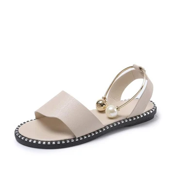 Verano De Las Mujeres Sandalias De Deslizarse Sobre Peep Toe Slingback Zapatos De Roma Damas De Metal Sólido Decoración Casual De Mujer Calzado De Moda