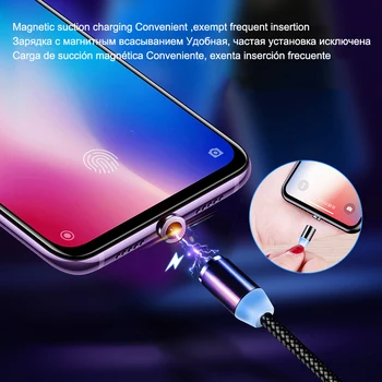 BaySerry Magnético Cable USB Tipo C Cable Para el iPhone 11 XR Samsung S20 Xiaomi Huawei LED Magnética Rápido de Carga Micro USB Cable
