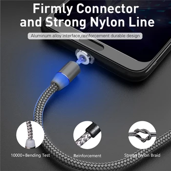 BaySerry Magnético Cable USB Tipo C Cable Para el iPhone 11 XR Samsung S20 Xiaomi Huawei LED Magnética Rápido de Carga Micro USB Cable