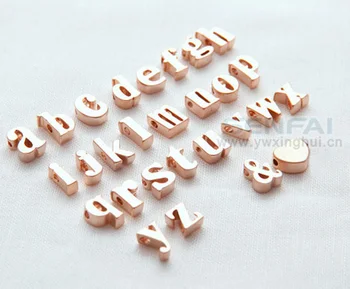 Pick 10pcs de 9mm Minúsculas de la a a la Z de Oro Rosa Alfabeto Letras en inglés de Encanto para el BRICOLAJE de la Carta de Collar y comercial de Corazón Encanto Inicial