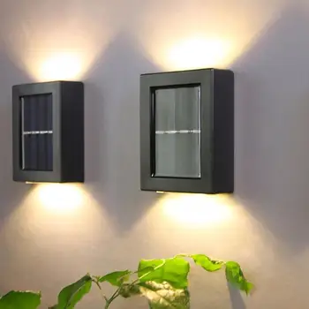 2 LED de Energía Solar de Luz de Pared de ARRIBA y Abajo al aire libre del Sensor de la Lámpara de la Decoración en Negro para el Jardín de Casa