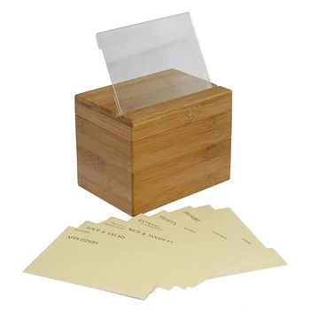 Receta De Almacenamiento Caja De Bambú Receta De La Caja De Madera Caja De Recetas Con Divisor Para La Cocina De Almacenamiento En El Hogar