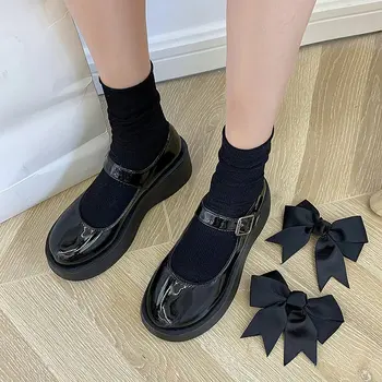 De estilo japonés estudiante zapatos de la universidad JK lolita zapatos kawai mariposa de cuña zapatos de tacón alto de cuero de la plataforma zapatos de mary jane mujeres
