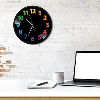 Colorido De Los Grandes Números Moderno Reloj De Pared Decorativos Arco Iris Impreso Números De Pared Reloj De La Sala Silenciosa De Cuarzo Reloj De Decoración Para El Hogar