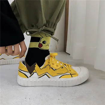 2021 Mujeres Hombres Pikachu Anime Casual Zapatos UnisexSneakers Moda Clásico De Los Amantes De La Vulcanizado Zapatos De Cosplay Zapatos De Lona