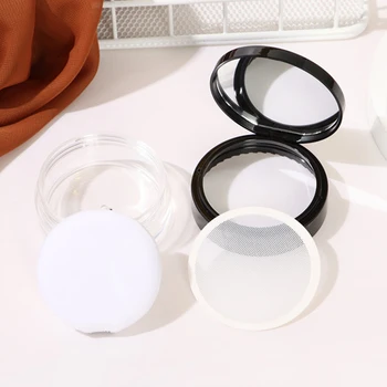 1Set 2021 de Polvo de Plástico Caja de Viaje espejo de Maquillaje Envase Cosmético Tamiz Vacía el Polvo Suelto Olla Con Tamiz Espejo Suelto Frasco de Mano