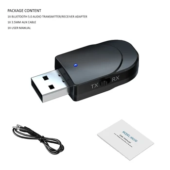 Bluetooth 5.0 de Audio del Transmisor-Receptor de 3 EN 1 Mini Jack de 3,5 mm AUX USB de Música Estéreo Adaptador Inalámbrico para TV Coche de PC Auriculares