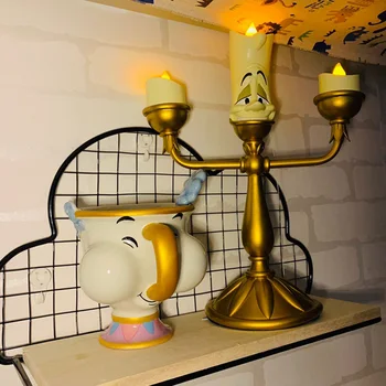 Disney la bella y la ia Cogsworth Reloj Lumiere de la Vela de la Lámpara de la Figura de Acción Modelo de la Colección de la Decoración del Hogar, de Regalo para las Niñas de los Niños