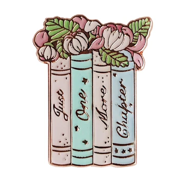 Sólo un capítulo más pin libro de flores broche mágico pastel de arte insignia joyas literarias bookworm regalo