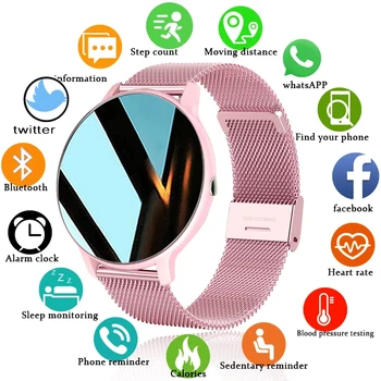 2021 Mujeres Nuevo Reloj Inteligente en tiempo Real Pronóstico del Tiempo de seguimiento de Actividad de la Frecuencia Cardíaca Deportivo elegante de las Señoras del Reloj de los Hombres Para Android IOS
