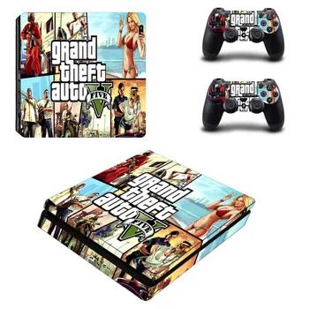 Grand Theft Auto V GTA 5 PS4 Slim Piel Sticker Decal para Sony Consola PlayStation 4 y 2 Piel de Controlador de PS4 Slim Pegatina de Vinilo