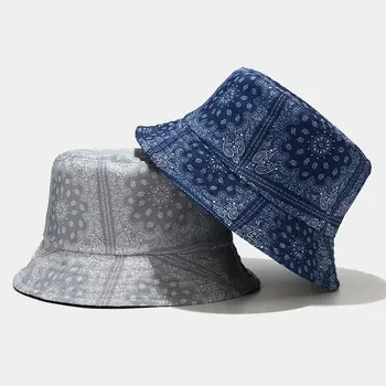 Verano Pañuelo Estampado de Algodón Sombrero de Cubo para Hombres, Mujeres Hip Hop Bob Double Wear de Panamá Casquette Pescador Sombrero de Pesca Cap ZZ-474